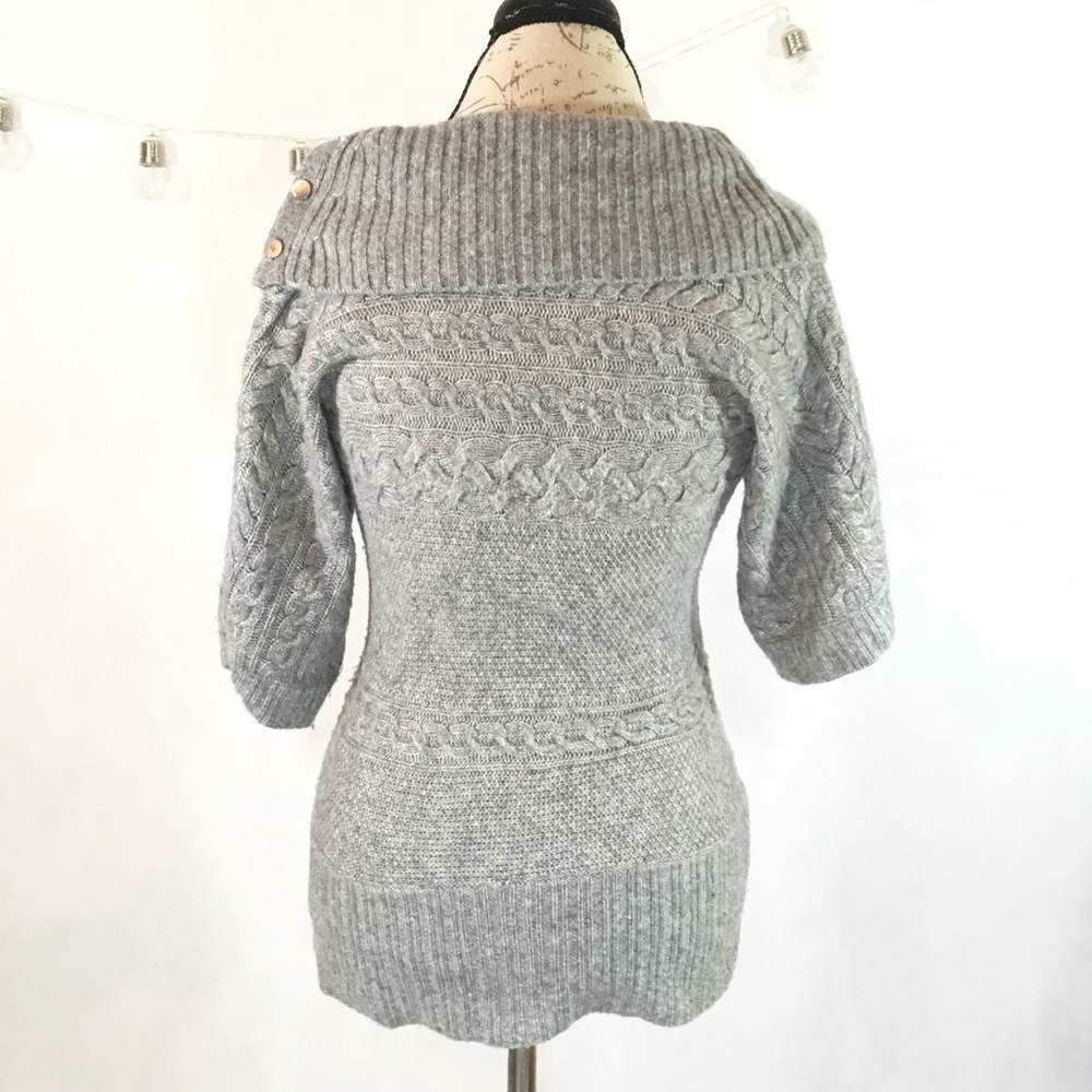 WHBM Cowl Neck Short Sleeve Sweater Gray - Picture 7 of 8